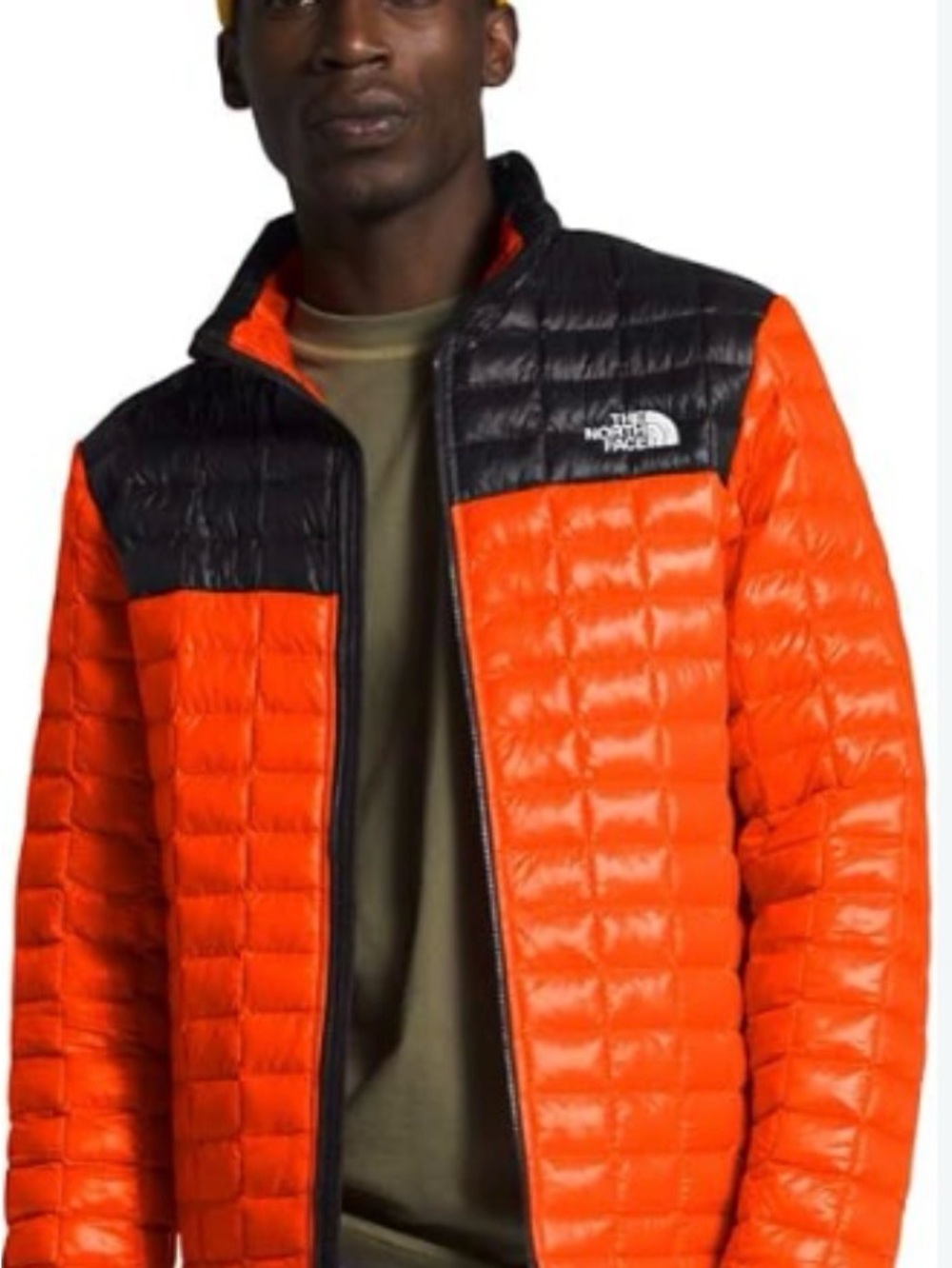 The North Face Orange and Black Quilted Puffer Jacket
